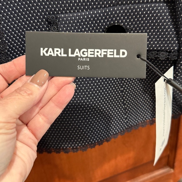 Karl Lagerfeld Dark Blue Textured Blazer - Picture 6 of 10